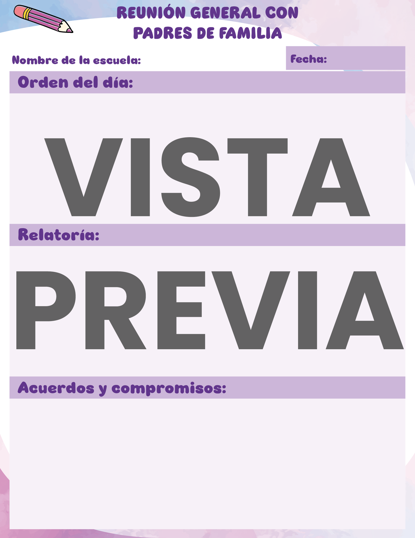 Agenda Colorida SUPERVISOR Preescolar Ciclo Escolar 2024 - 2025