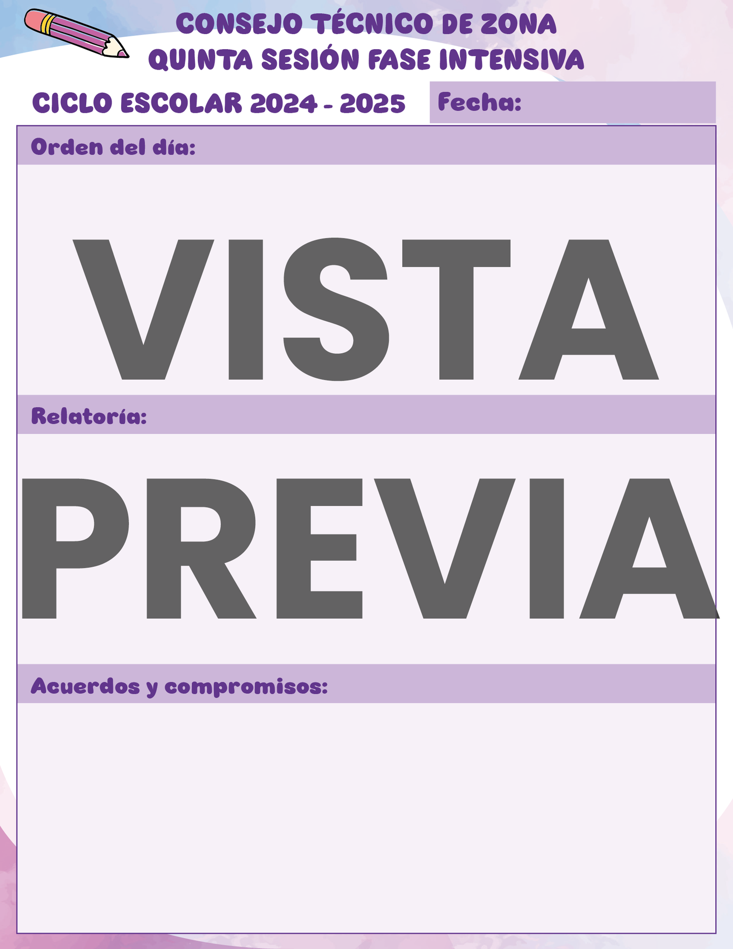 Agenda Colorida SUPERVISOR Primaria Ciclo Escolar 2024 - 2025