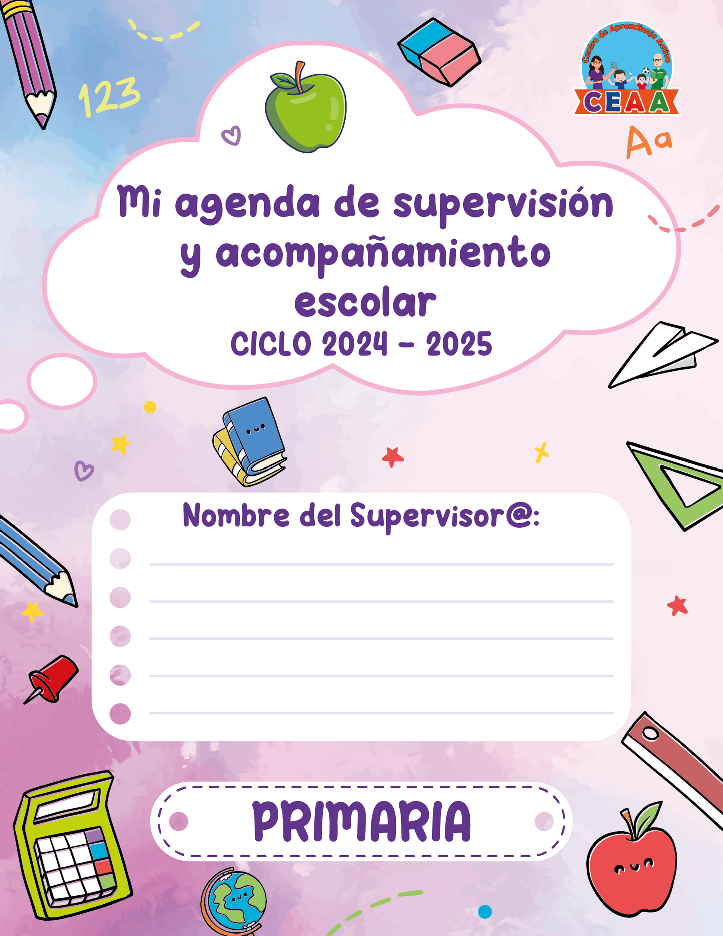 Agenda Colorida SUPERVISOR Primaria Ciclo Escolar 2024 - 2025