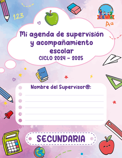 Agenda Colorida SUPERVISOR Secundaria Ciclo Escolar 2024 - 2025