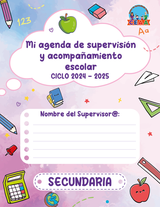 Agenda Colorida SUPERVISOR Secundaria Ciclo Escolar 2024 - 2025