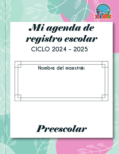 Agenda Flores MAESTRO Preescolar Ciclo Escolar 2024 - 2025