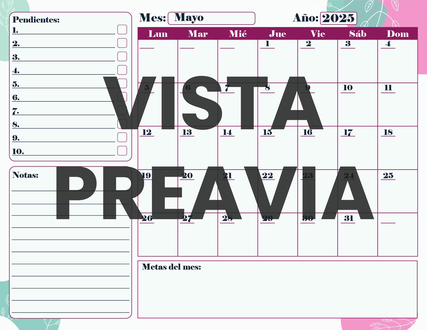 Agenda Flores MAESTRO Primaria Ciclo Escolar 2024 - 2025