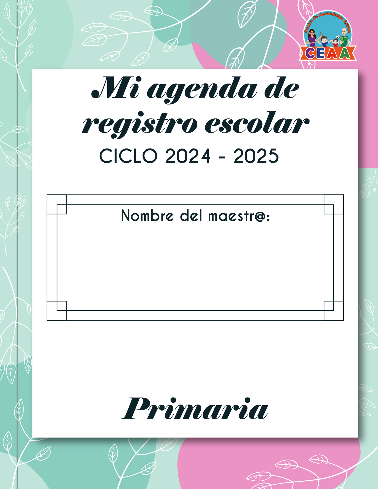 Agenda Flores MAESTRO Primaria Ciclo Escolar 2024 - 2025