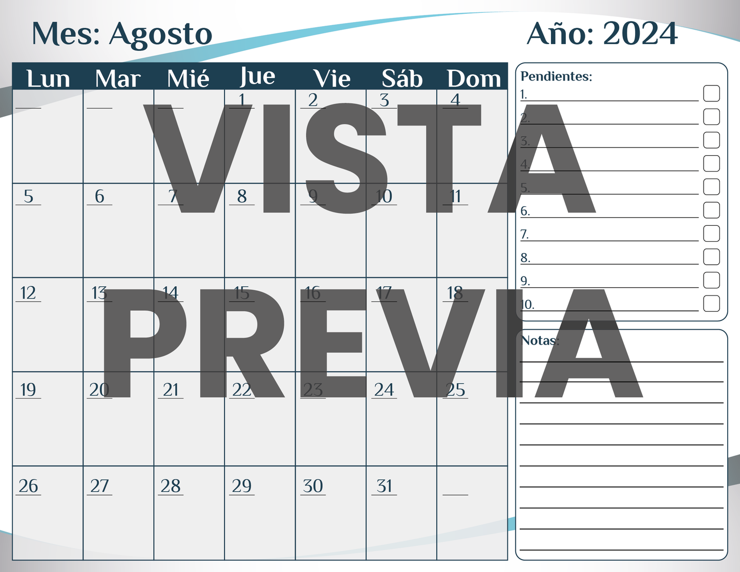 Agenda Formal SUPERVISOR Secundaria Ciclo Escolar 2024 - 2025