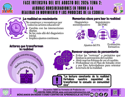 Infografía CTE Fase Intensiva: TEMA 2: ALGUNAS CONSIDERACIONES EN TORNO A LA REALIDAD EN MOVIMIENTO Y LOS PROCESOS DE LA ESCUELA en PDF
