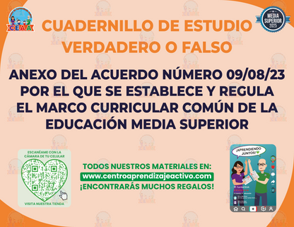 Cuadernillo de Estudio - Anexo del ACUERDO Número 09/08/23 - Verdadero o Falso Media Superior