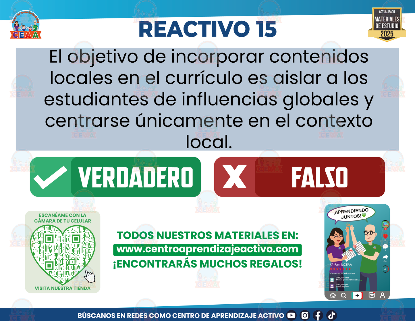 Cuadernillo de Estudio - Reconociendo Nuestro Contexto Fascículo 1 - Verdadero o Falso