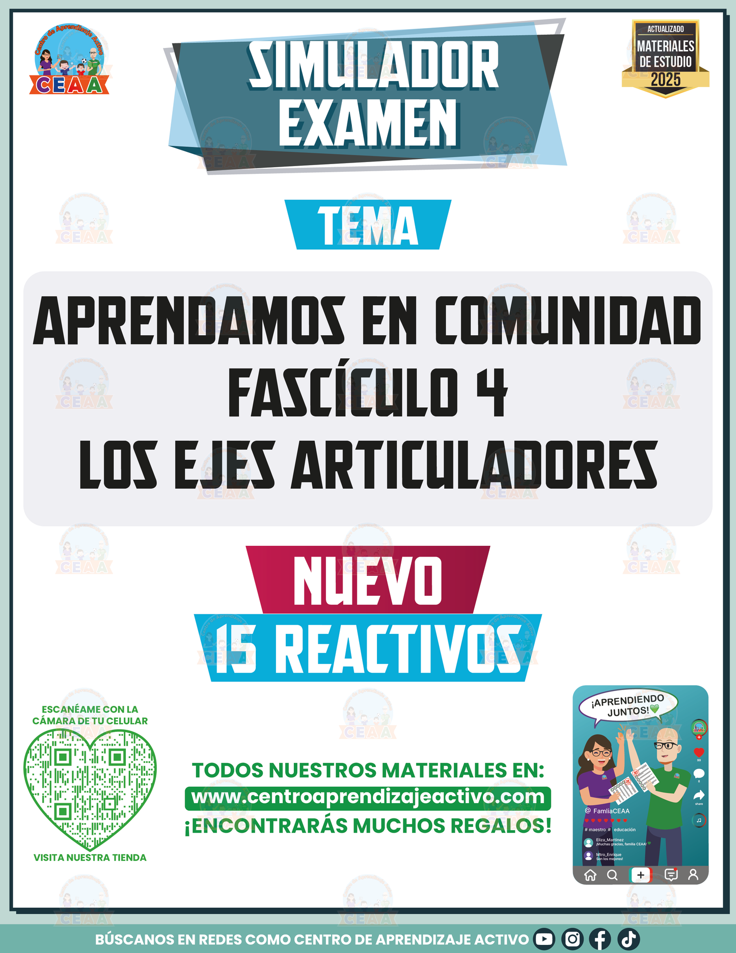 Simulador de examen Aprendamos en Comunidad Fascículo 4 Los Ejes Articuladores en PDF