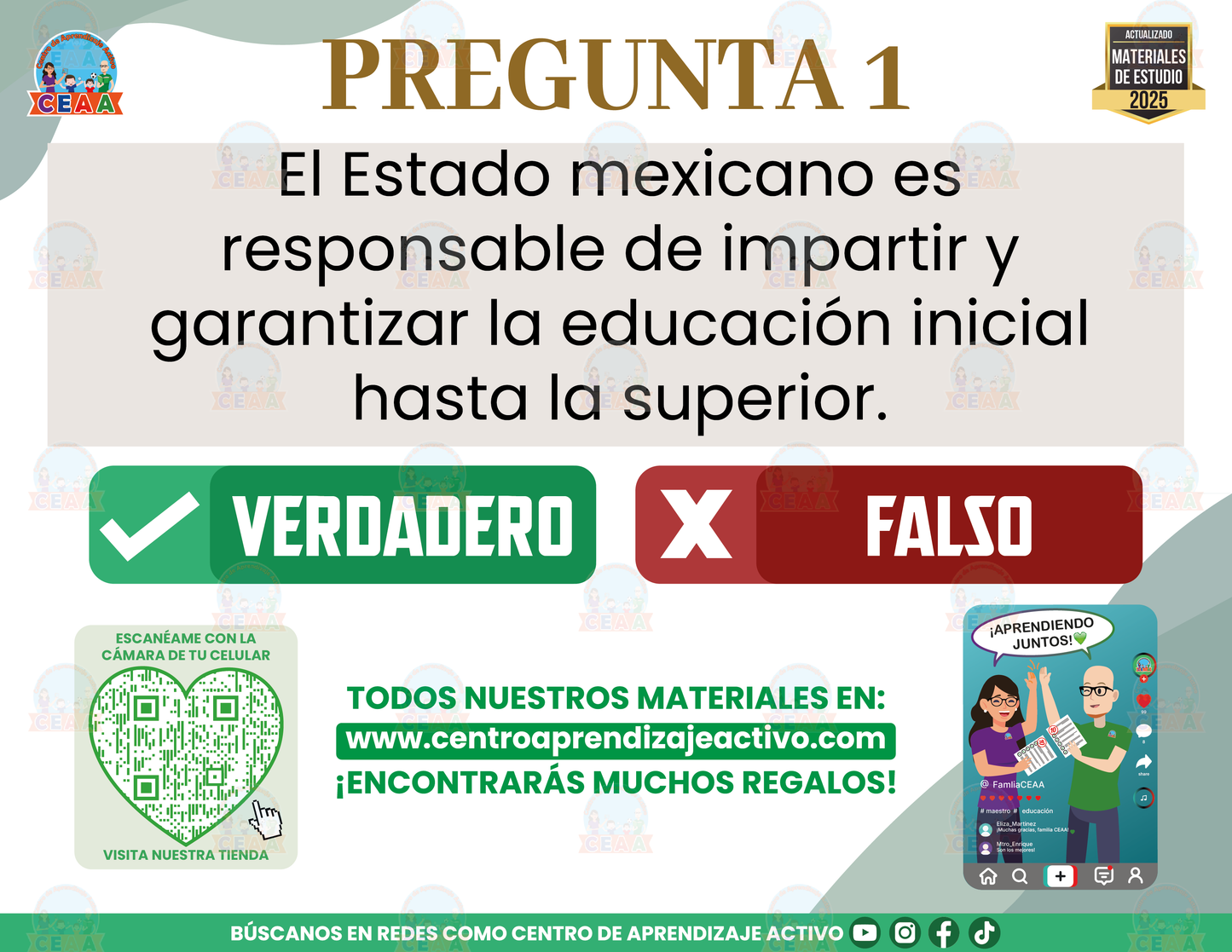 Cuadernillo de Estudio - Artículo 3ro Constitucional - Verdadero o Falso