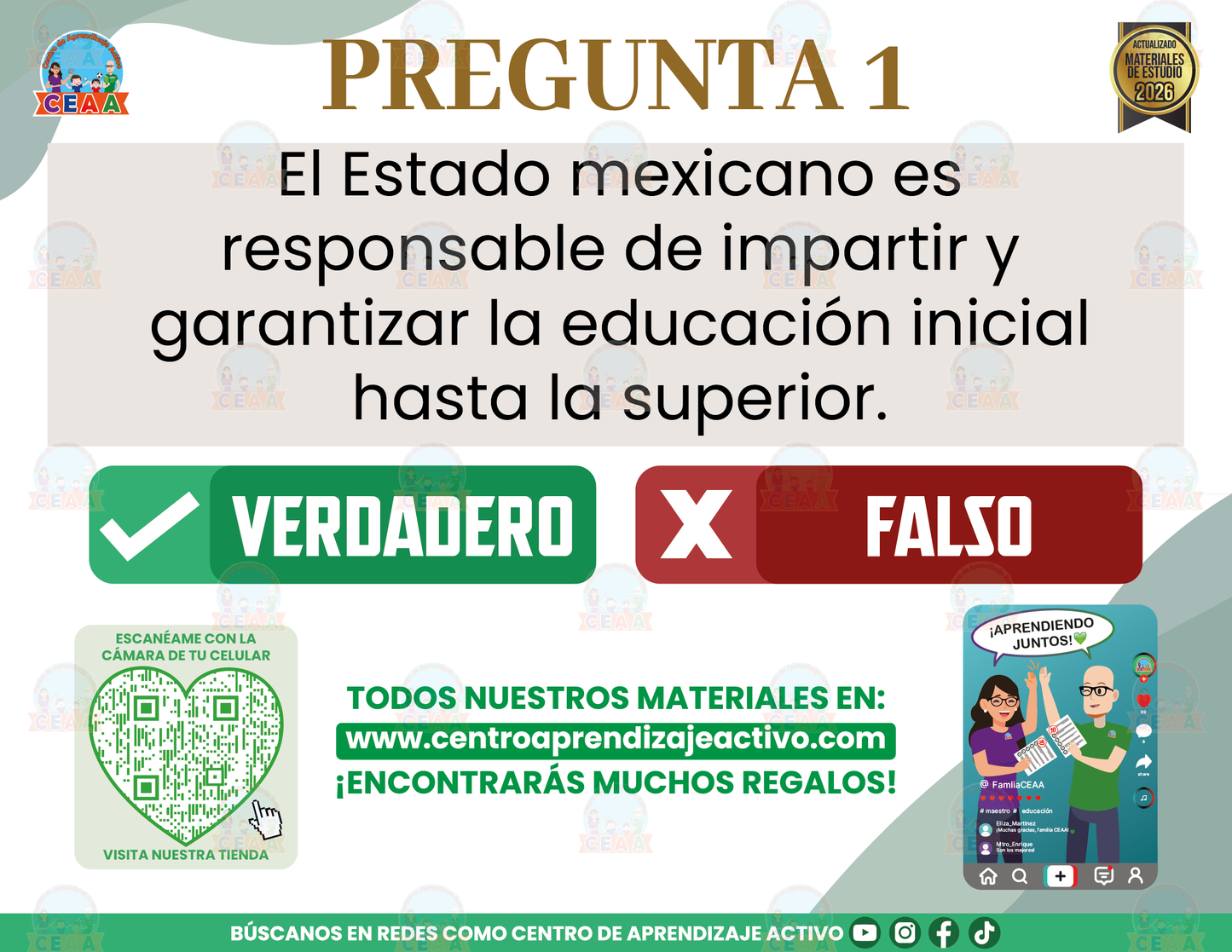 Cuadernillo de Estudio - Artículo 3ro Constitucional - Verdadero o Falso en PDF