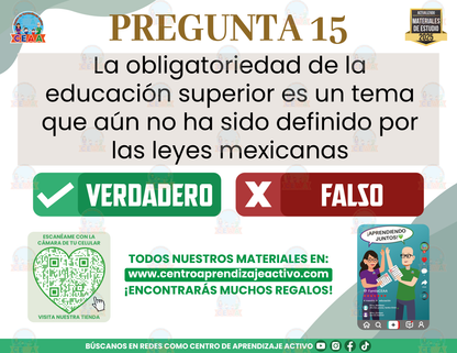 Cuadernillo de Estudio - Artículo 3ro Constitucional - Verdadero o Falso