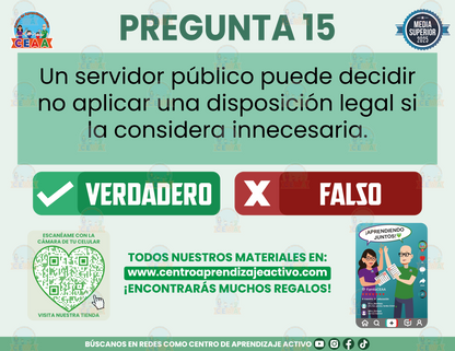 Cuadernillo de Estudio - Artículo 7 de la Ley General de Responsabilidades Administrativas - Verdadero o Falso Media Superior