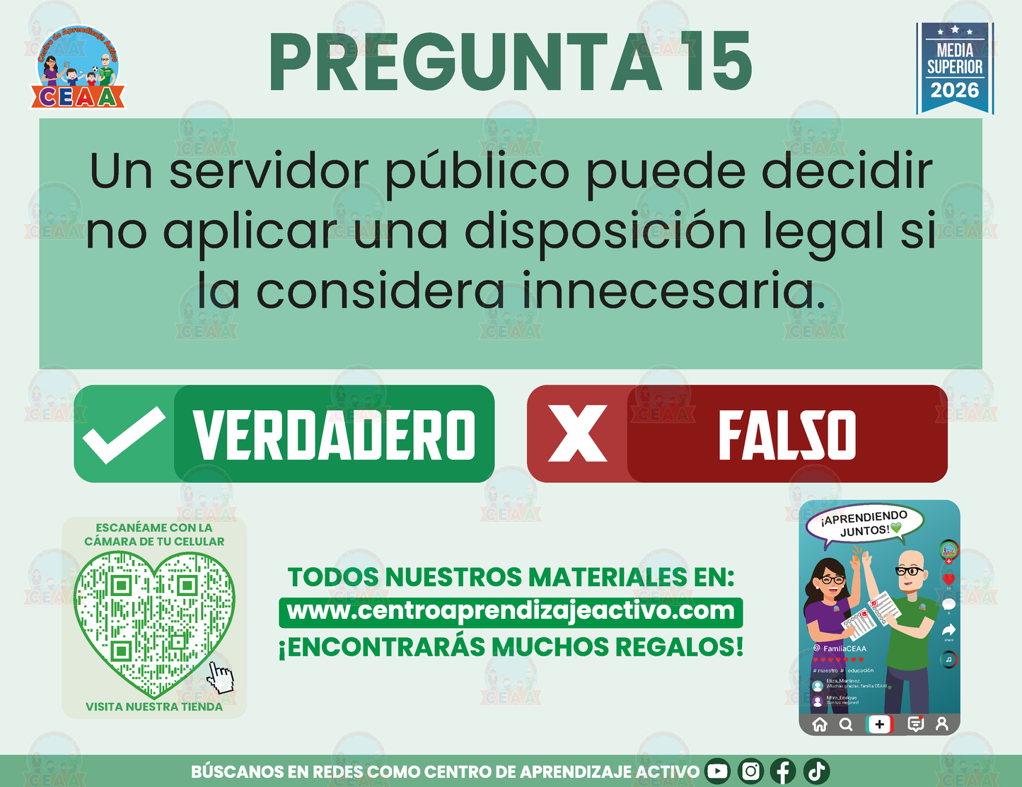Cuadernillo de Estudio - ARTÍCULO 7° DE LA LEY GENERAL DE RESPONSABILIDADES ADMINISTRATIVAS - Verdadero o Falso - Media Superior