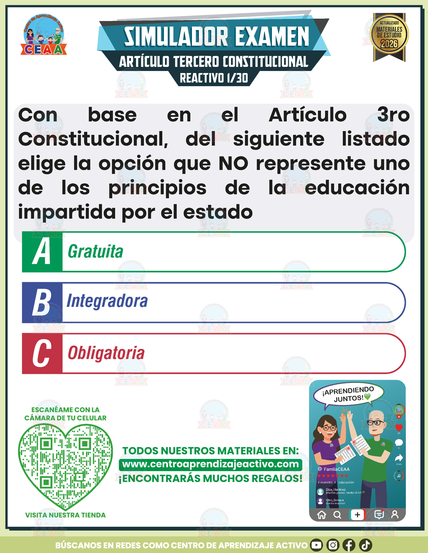 Simulador de Examen - Artículo Tercero Constitucional en PDF