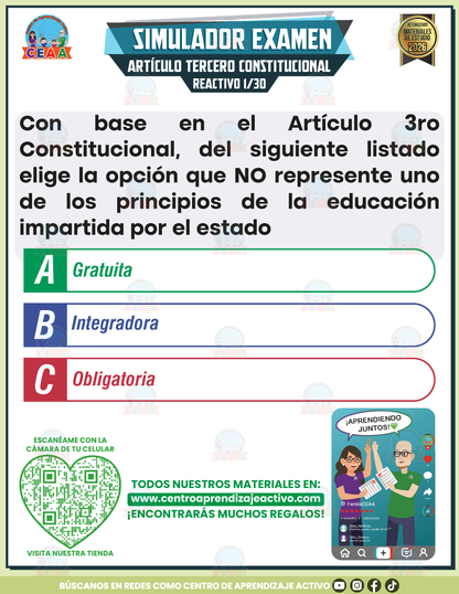 Simulador de Examen - Artículo Tercero Constitucional en PDF