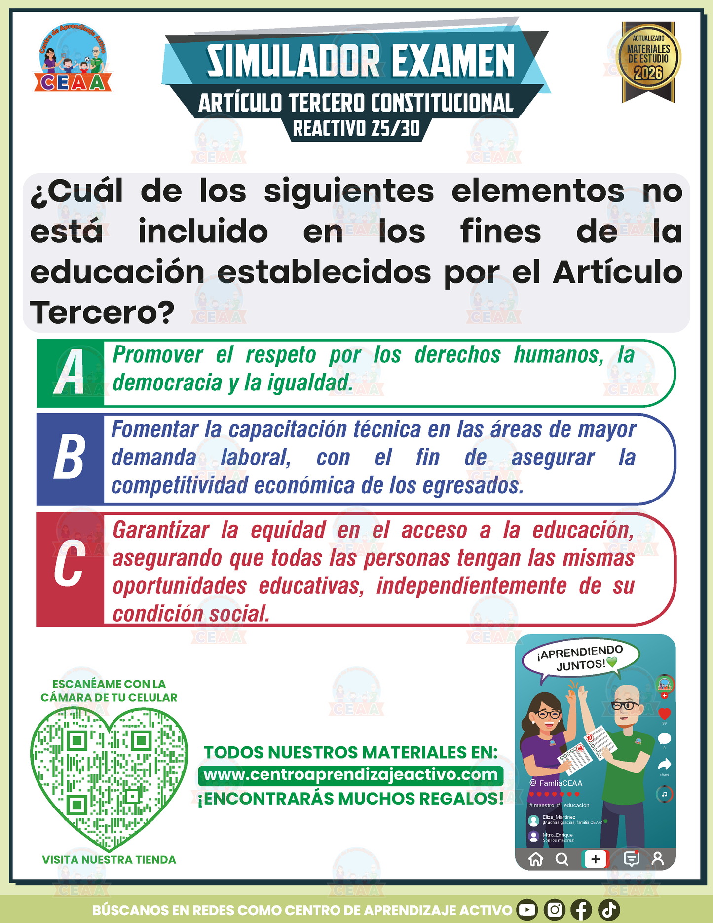 Simulador de Examen - Artículo Tercero Constitucional en PDF