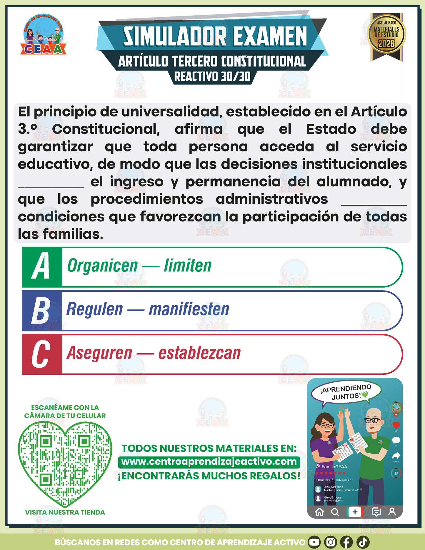 Simulador de Examen - Artículo Tercero Constitucional en PDF