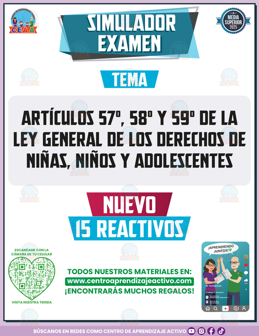 Simulador de Examen Artículos 57°, 58° y 59° de la LGDNNA - Media Superior