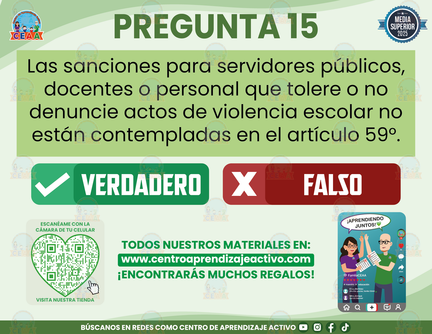 Cuadernillo de Estudio - Artículo 57°, 58° y 59° de la LGDNNA - Verdadero o Falso Media Superior