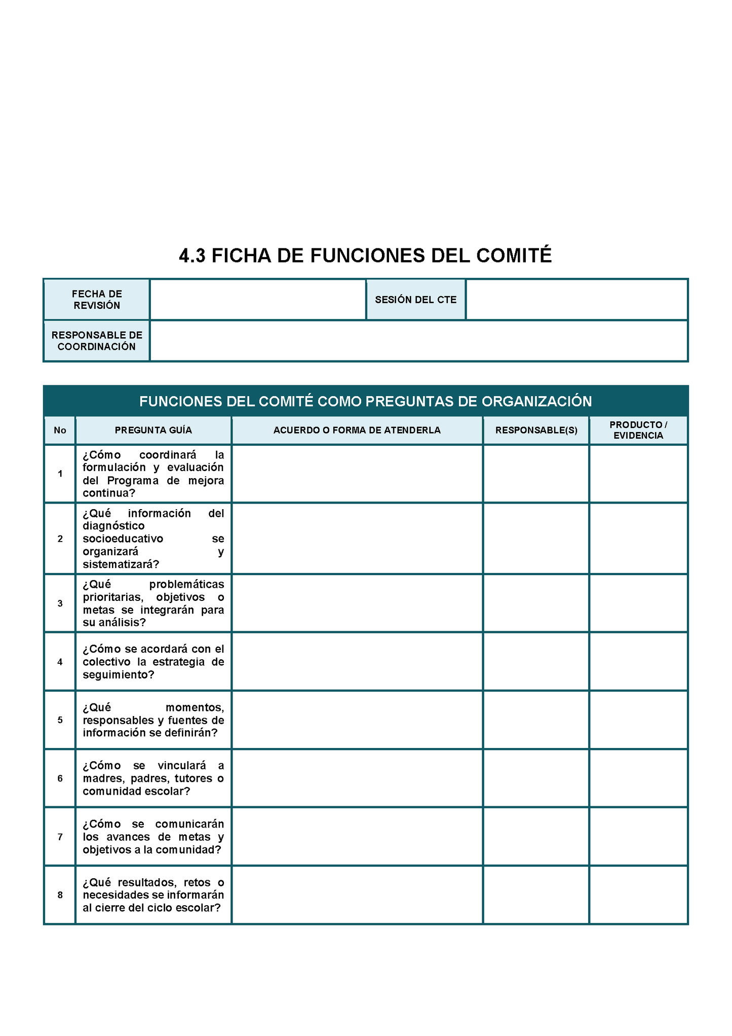 BITÁCORA PARA LA ORGANIZACIÓN Y SEGUIMIENTO DEL CONSEJO TÉCNICO ESCOLAR editable en Word