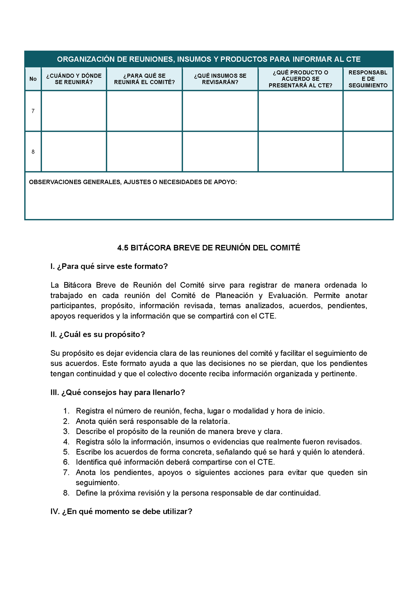 BITÁCORA PARA LA ORGANIZACIÓN Y SEGUIMIENTO DEL CONSEJO TÉCNICO ESCOLAR editable en Word