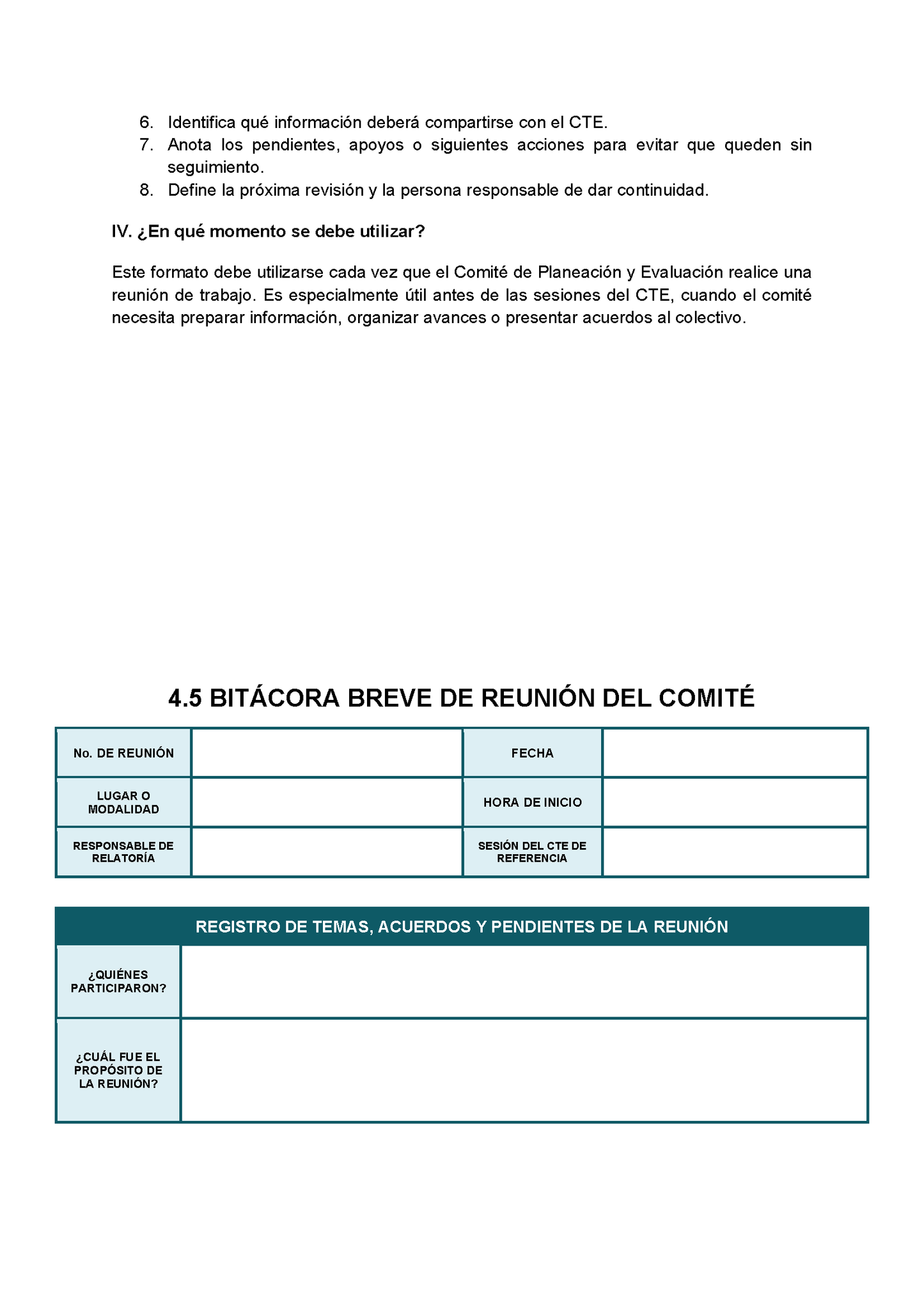 BITÁCORA PARA LA ORGANIZACIÓN Y SEGUIMIENTO DEL CONSEJO TÉCNICO ESCOLAR Editable en Word
