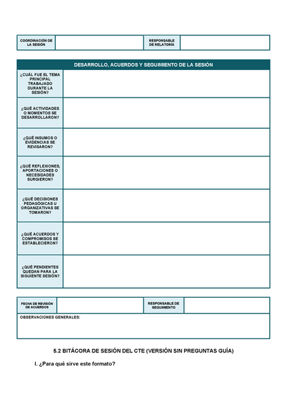 BITÁCORA PARA LA ORGANIZACIÓN Y SEGUIMIENTO DEL CONSEJO TÉCNICO ESCOLAR Editable en Word