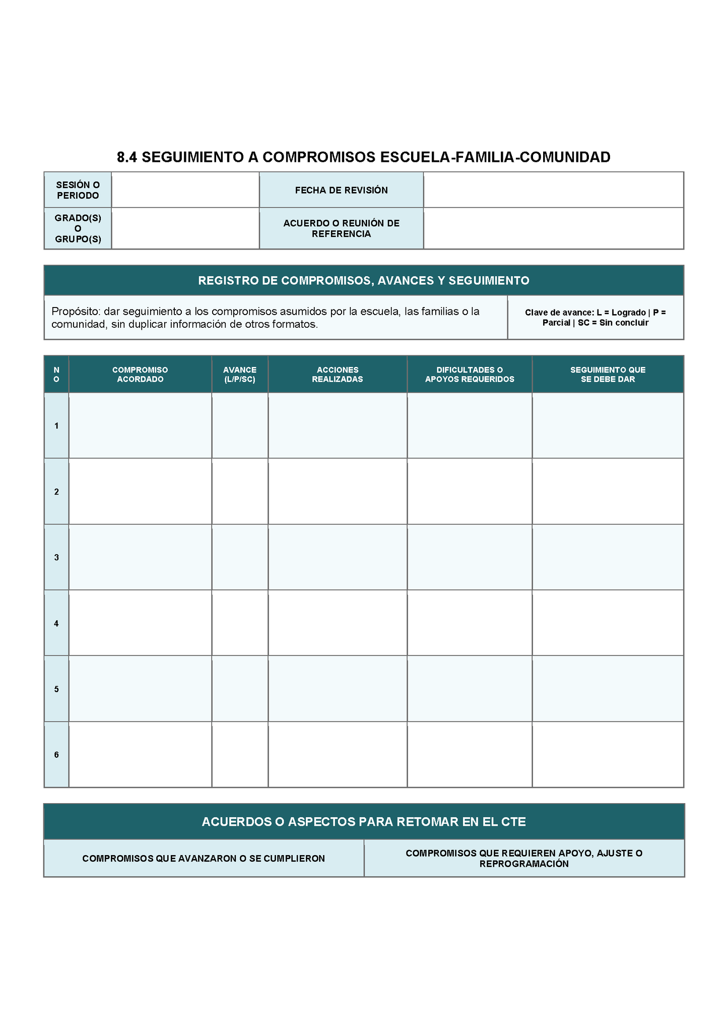 BITÁCORA PARA LA ORGANIZACIÓN Y SEGUIMIENTO DEL CONSEJO TÉCNICO ESCOLAR editable en Word