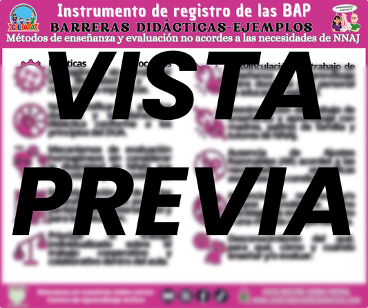 Infografía Instrumento de registro de las BAP BARRERAS DIDÁCTICAS EJEMPLOS Métodos de enseñanza y evaluación no acordes a las necesidades de NNAJ
