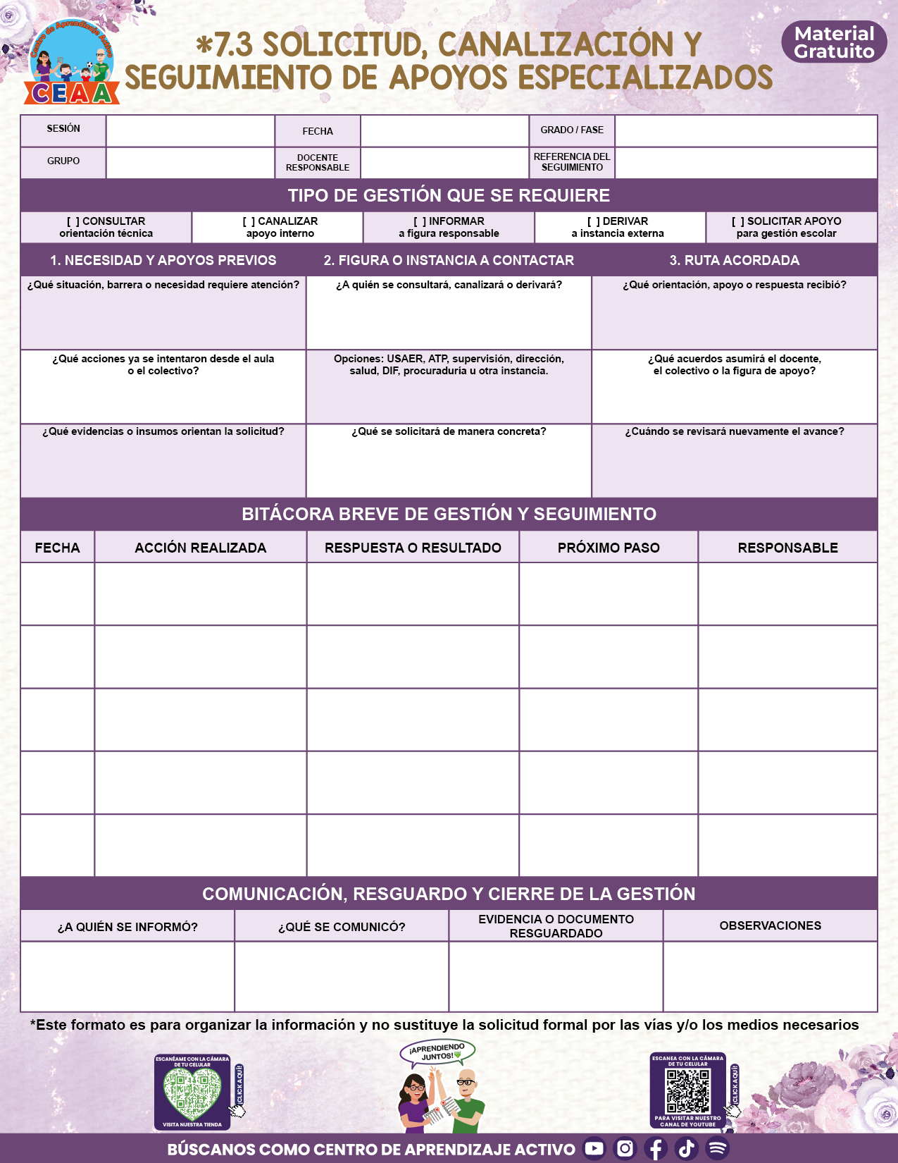 BITÁCORA PARA LA ORGANIZACIÓN Y SEGUIMIENTO DEL CONSEJO TÉCNICO ESCOLAR V3 en PDF