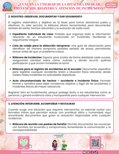 BITÁCORA PARA LA PREVENCIÓN, REGISTRO Y ATENCIÓN DE INCIDENCIAS Y ACOSO ESCOLAR en PDF Versión 3