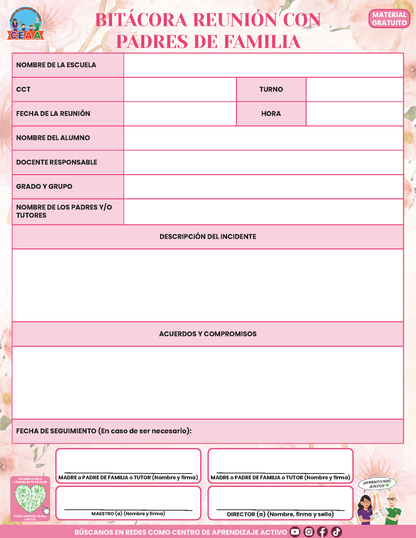 BITÁCORA PARA LA PREVENCIÓN, REGISTRO Y ATENCIÓN DE INCIDENCIAS Y ACOSO ESCOLAR en PDF Versión 3