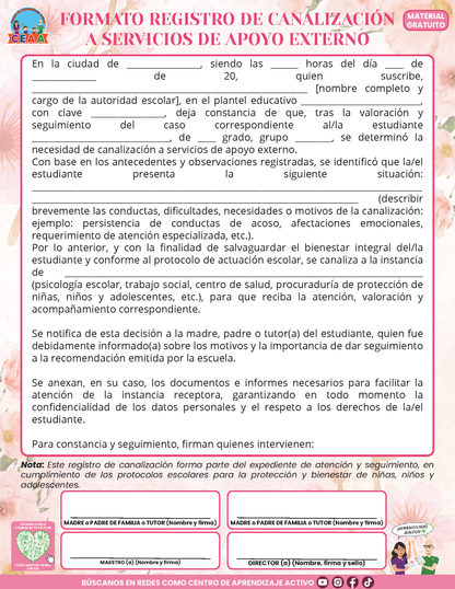 BITÁCORA PARA LA PREVENCIÓN, REGISTRO Y ATENCIÓN DE INCIDENCIAS Y ACOSO ESCOLAR en PDF Versión 3