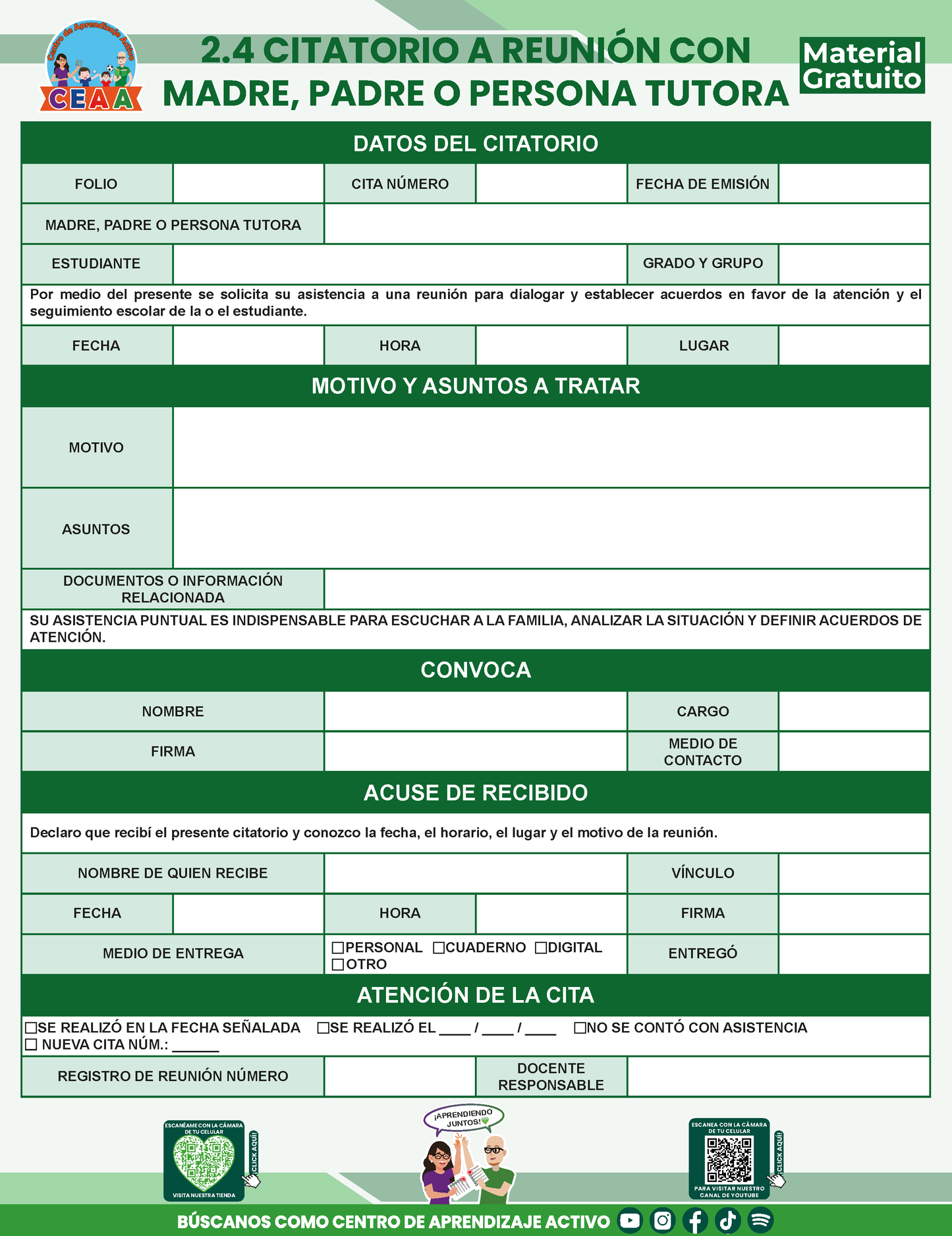 BITÁCORA PARA LA ORGANIZACIÓN Y SEGUIMIENTO PARA LA ATENCIÓN A MADRES Y PADRES DE FAMILIA V3 en PDF