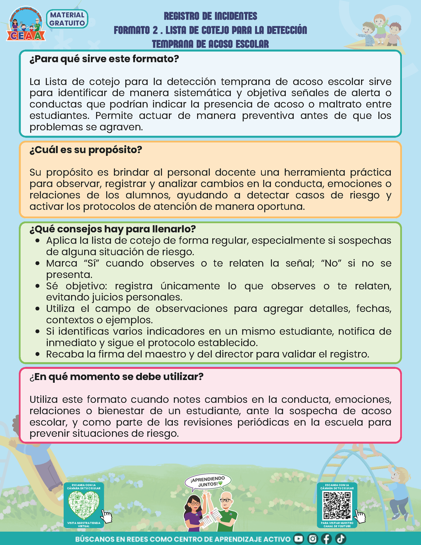 BITÁCORA PARA LA PREVENCIÓN, REGISTRO Y ATENCIÓN DE INCIDENCIAS Y ACOSO ESCOLAR - V1
