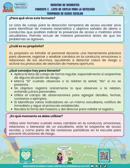 BITÁCORA PARA LA PREVENCIÓN, REGISTRO Y ATENCIÓN DE INCIDENCIAS Y ACOSO ESCOLAR - V1