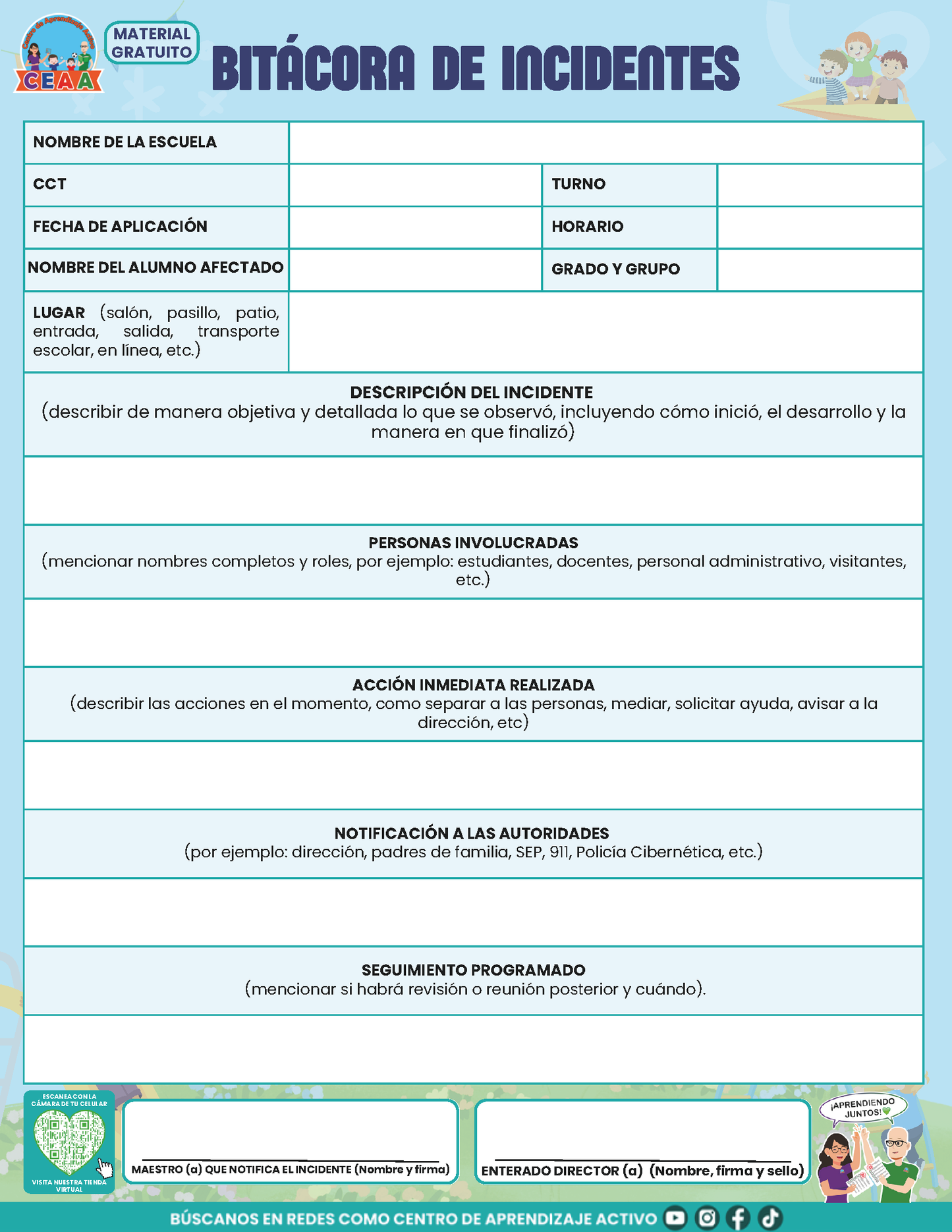 Bitácora Para la Prevención. Registro y Atención de Incidentes y Acoso Escolar Versión 1