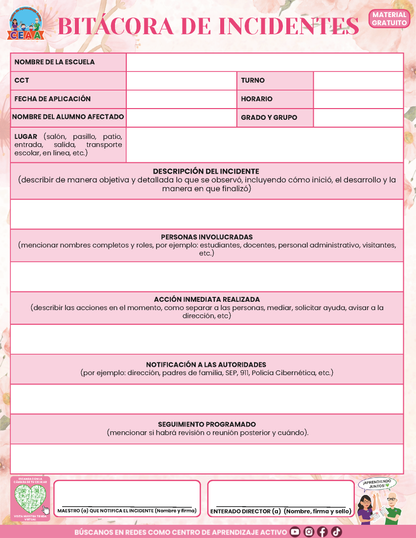 Bitácora Para la Prevención. Registro y Atención de Incidentes y Acoso Escolar Versión 3