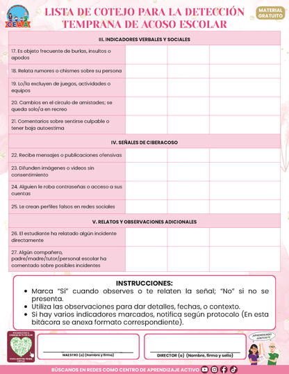 Bitácora Para la Prevención. Registro y Atención de Incidentes y Acoso Escolar Versión 4.