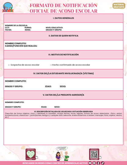 Bitácora Para la Prevención. Registro y Atención de Incidentes y Acoso Escolar Versión 4.