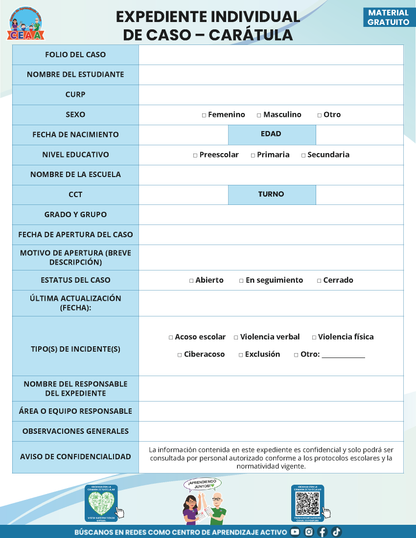 BITÁCORA PARA LA PREVENCIÓN, REGISTRO Y ATENCIÓN DE INCIDENCIAS Y ACOSO ESCOLAR en PDF Versión 2