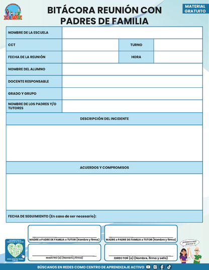 BITÁCORA PARA LA PREVENCIÓN, REGISTRO Y ATENCIÓN DE INCIDENCIAS Y ACOSO ESCOLAR en PDF Versión 2