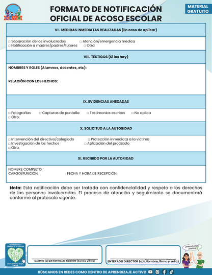 BITÁCORA PARA LA PREVENCIÓN, REGISTRO Y ATENCIÓN DE INCIDENCIAS Y ACOSO ESCOLAR en PDF Versión 2
