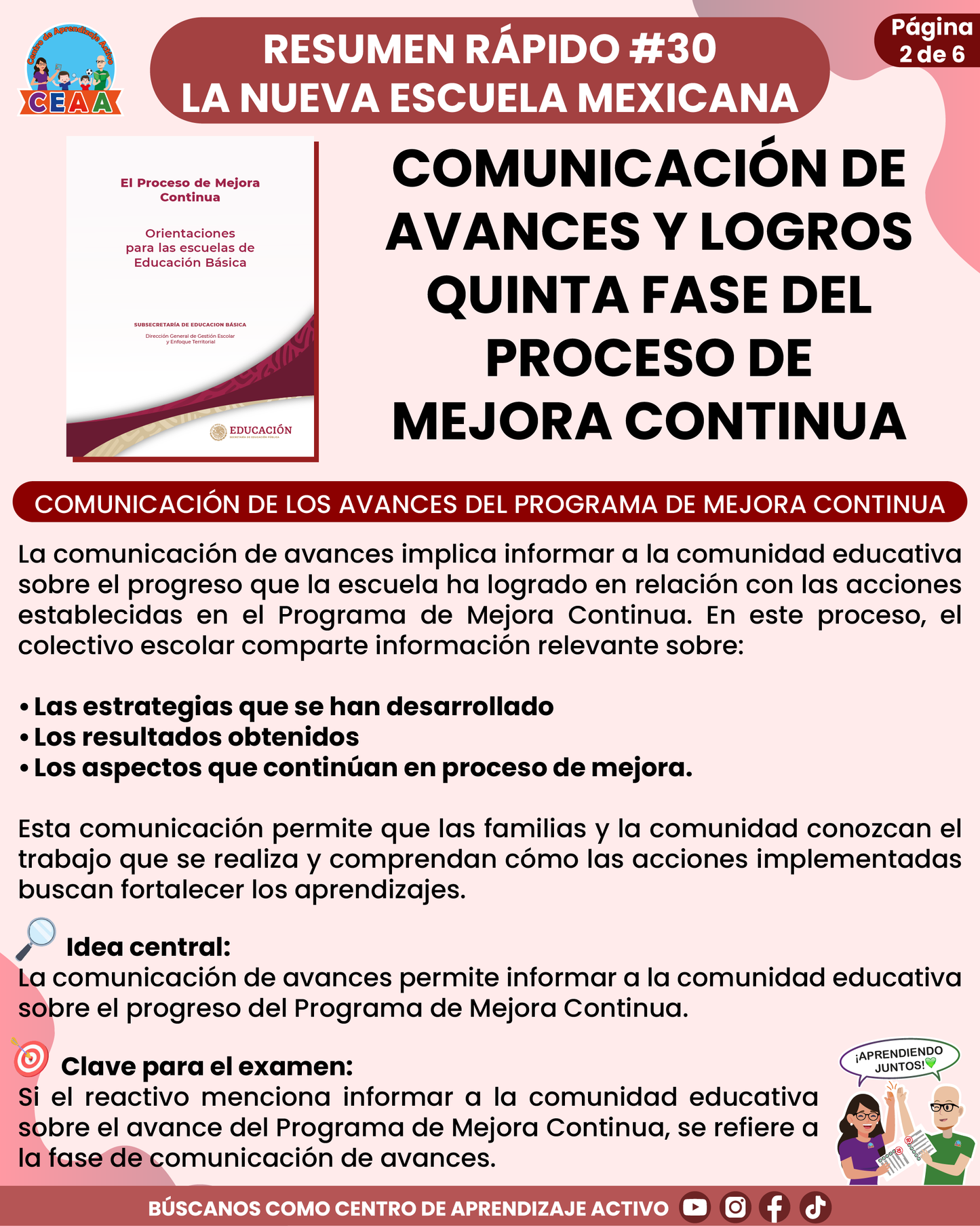 Resumen Rápido #30: COMUNICACIÓN DE AVANCES Y LOGROS QUINTA FASE DEL PROCESO DE MEJORA CONTINUA