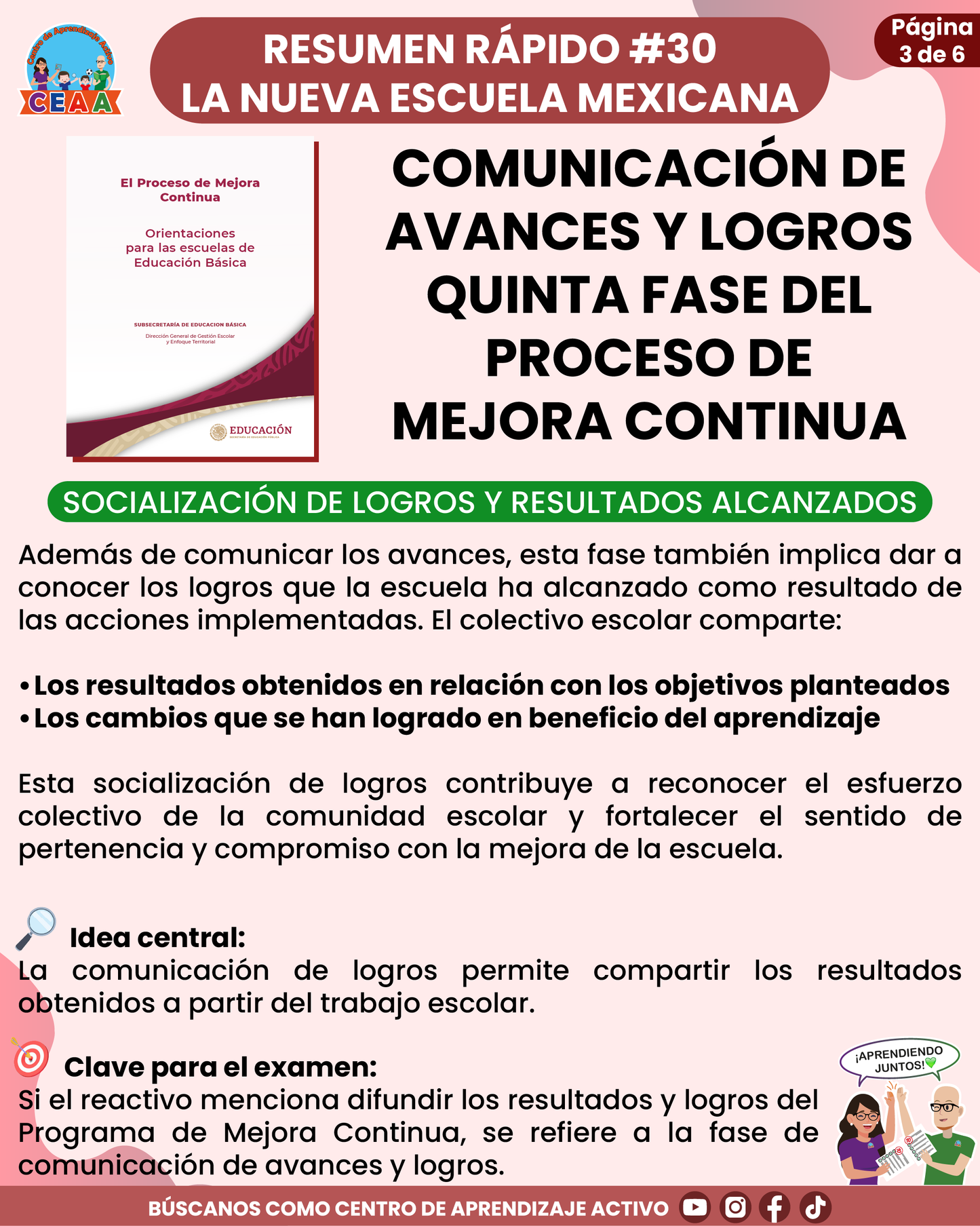 Resumen Rápido #30: COMUNICACIÓN DE AVANCES Y LOGROS QUINTA FASE DEL PROCESO DE MEJORA CONTINUA