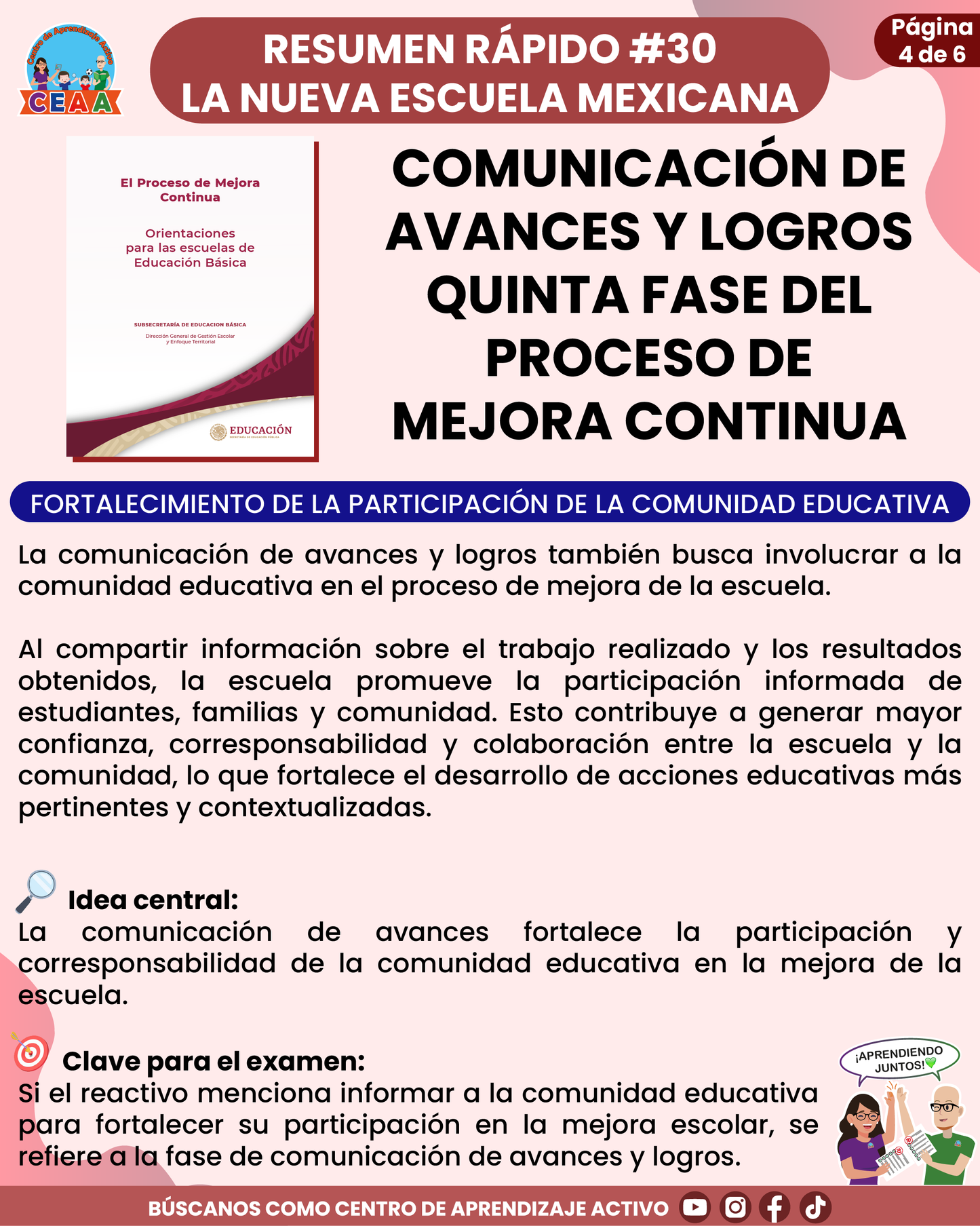 Resumen Rápido #30: COMUNICACIÓN DE AVANCES Y LOGROS QUINTA FASE DEL PROCESO DE MEJORA CONTINUA