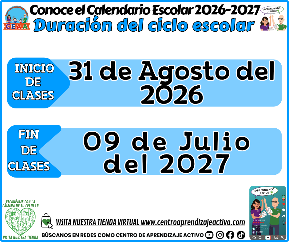 Conoce El Calendario Escolar Ciclo 2026 - 2027