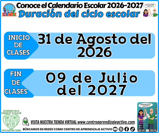 Conoce El Calendario Escolar Ciclo 2026 - 2027