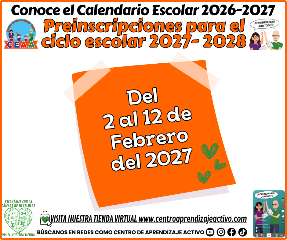 Conoce El Calendario Escolar Ciclo 2026 - 2027